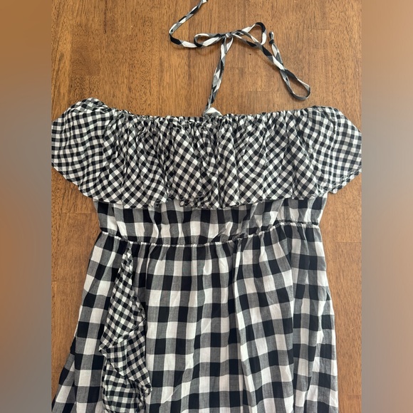 J.Crew Ruffle Halter Dress SZ S Black & White Gingham - Picture 9 of 16